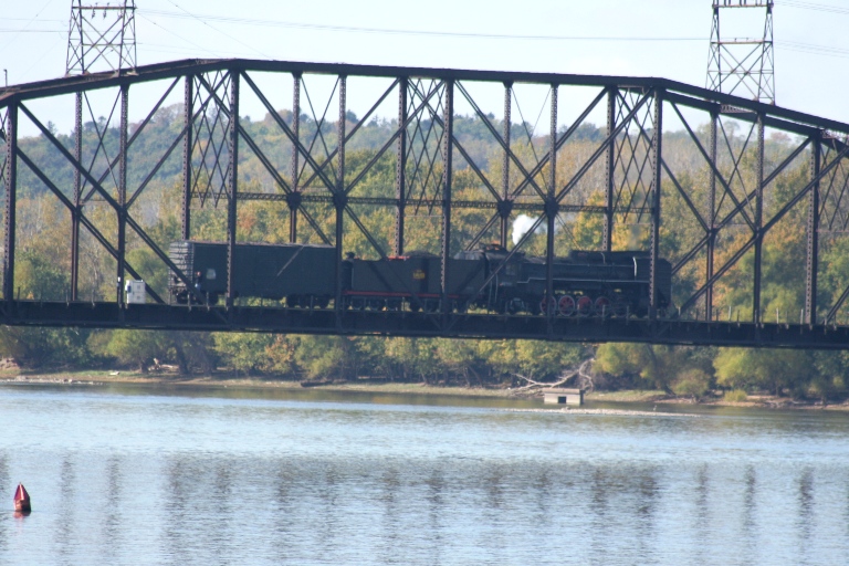 QJ 7081 crossing the Mississippi at Rock Island, IL